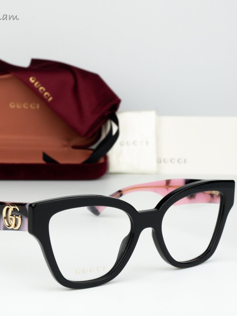 Gucci Women Eyeglasses Black Pink Demo Cat Eye Gg1424o 012 Brand New